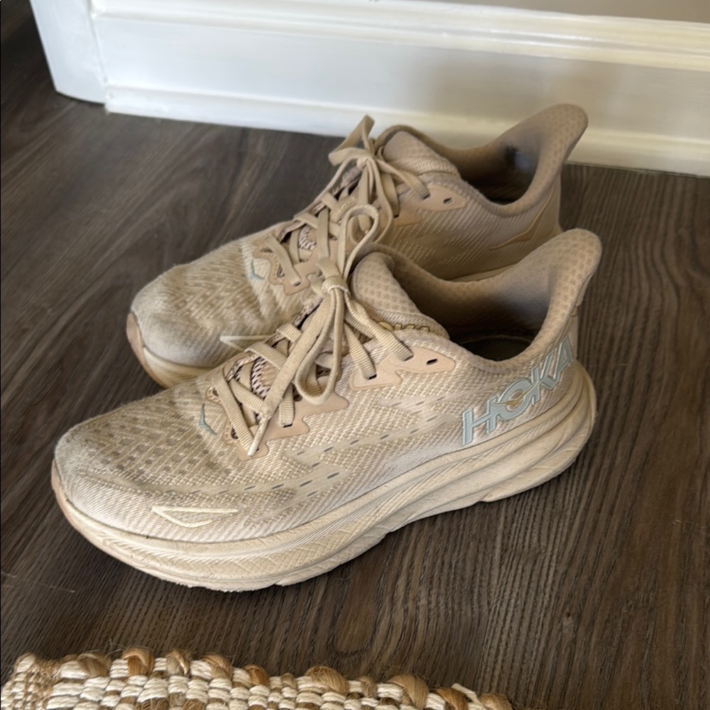 Hoka Beige Running Shoes